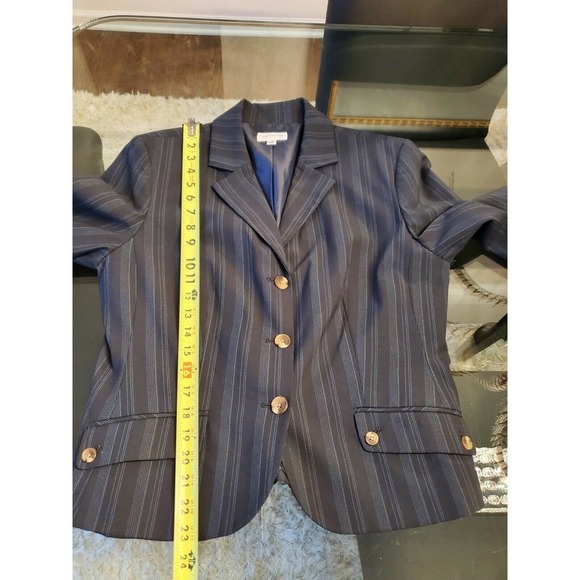 Isaac Mizhari Women Blue Lined Polyester Three Buttons Single Breasted Blazer 14 - Picture 12 of 12